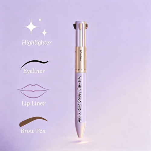 4-in-1 All-in-One Beauty Essential Pen, Multi-Task Makeup Tool with Brow Pen, Eyeliner, Lip Liner & Highlighter, Portable Twist Makeup Pencil for Travel