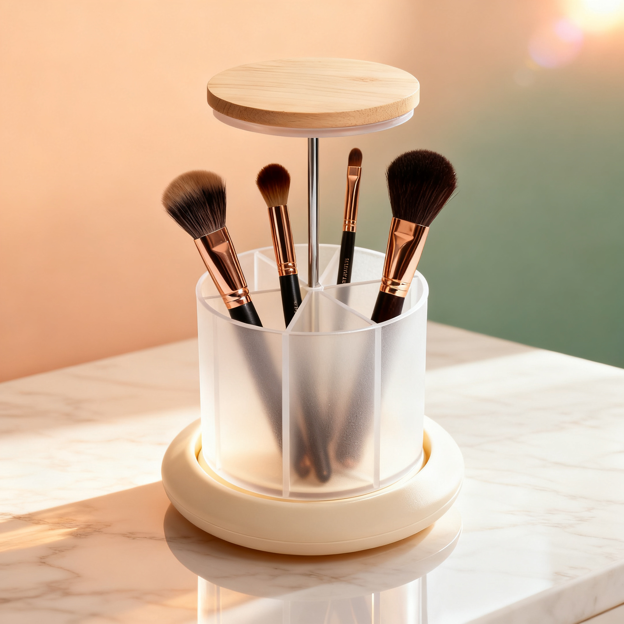 🪞 Rotating Makeup Brush Organizer